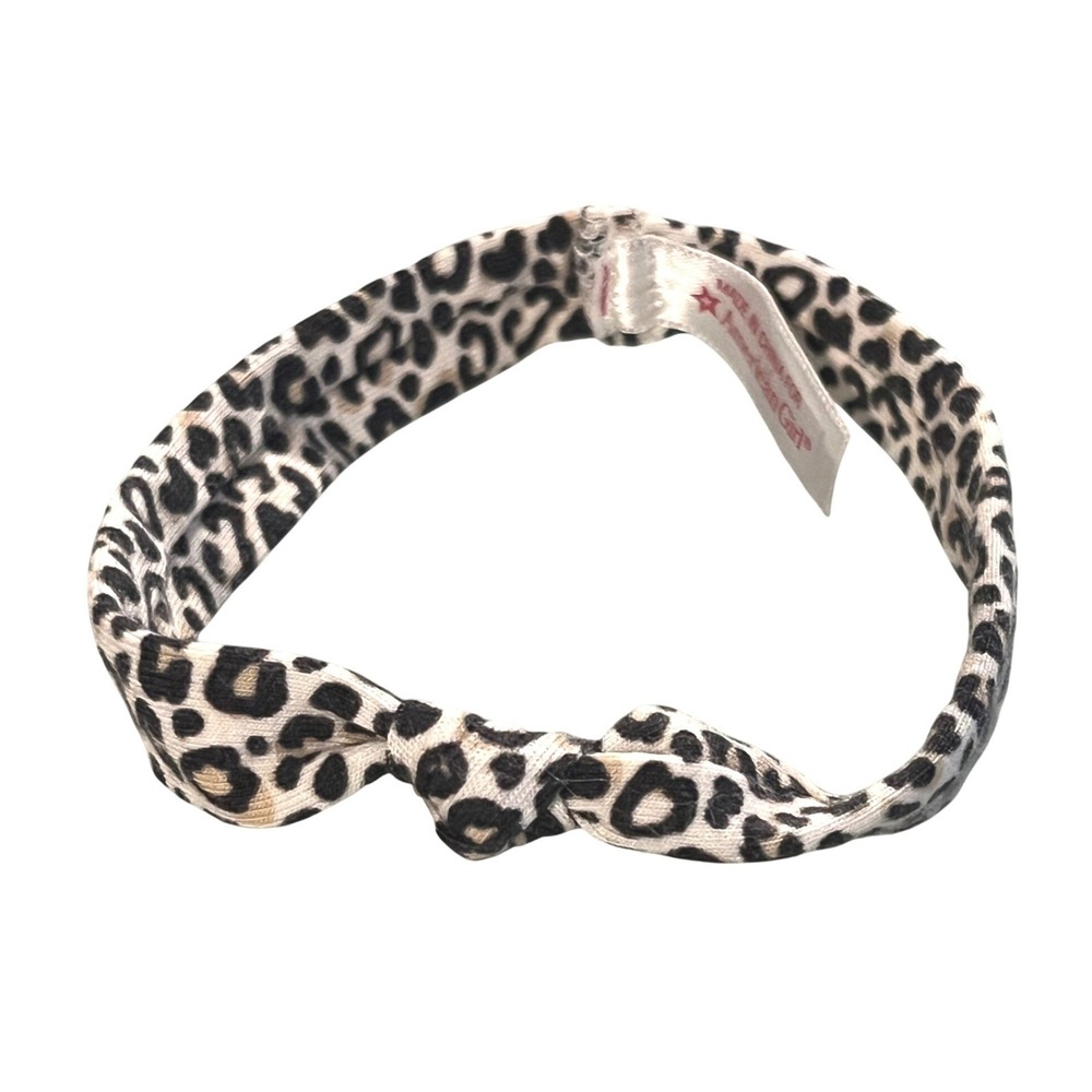 American Girl Doll Leopard Print Knotted Elastic Headband Black White Animal